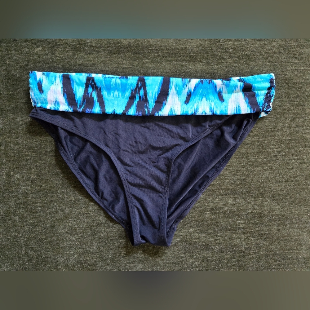 Jones New York Vibrant Blue and Black Bikini Bottoms Size 12